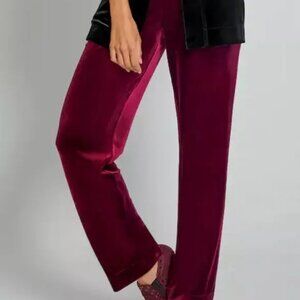 NWT Monroe and Main Pants Medium Burgundy Wine Marcie Velvet Wide Leg NEW